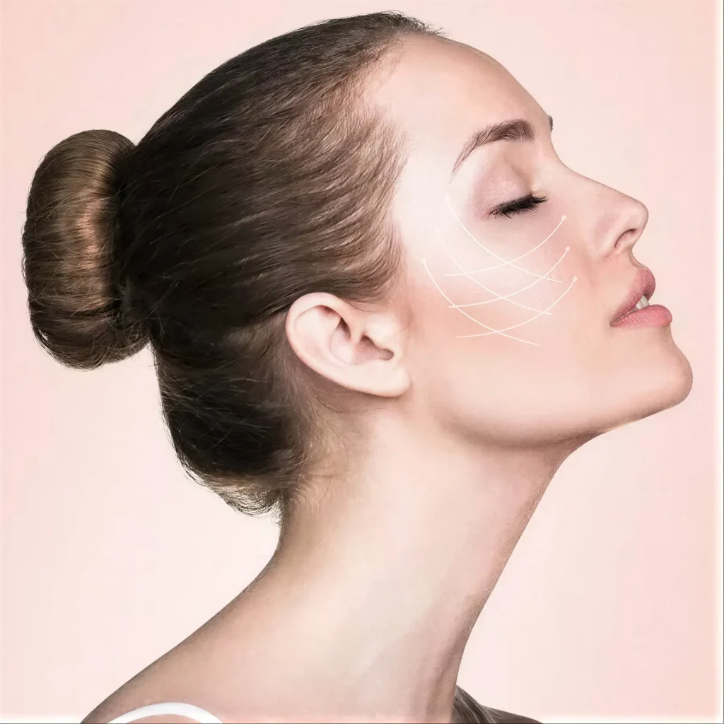 Perfil de mujer con piel calmada y uniforme
